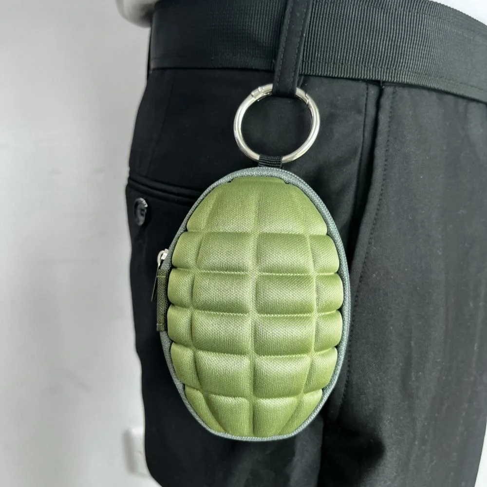 Tactical Grenade Keychain Pouch Mini Utility Bag Keychain Holder Case Molle Style Camo Organizer for Earbuds, Keys & Coins