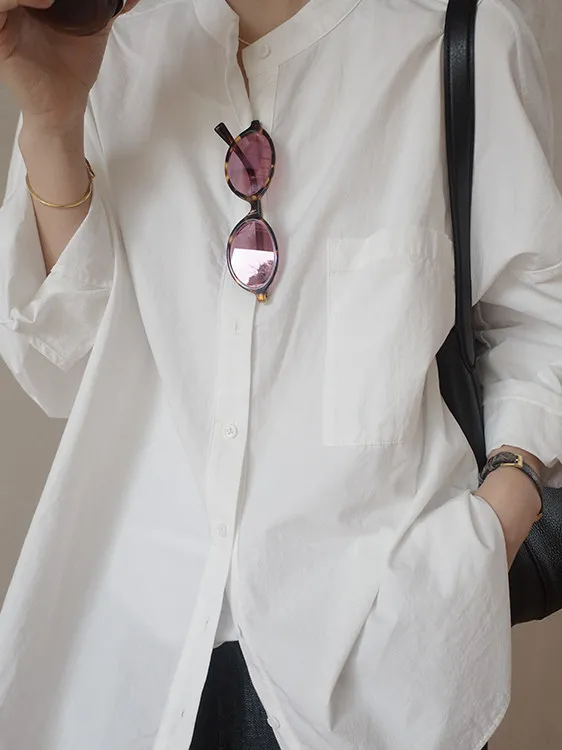 

Casual Loose Fit round Ne Long Sve irt Commute Sle Pure Color Open Cardigan Outerwear for Women Versatile Autumn Wear