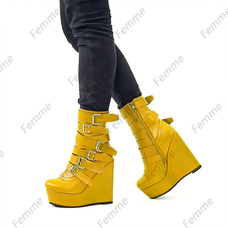 أحذية الكاحل ذات الكعب العريض الأرجواني المصنوع من Artisan - كعب منصة - أحذية نسائية بتصميم Strappy وإبزيم معدني مقاس 5-20 #3