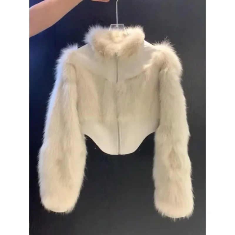 Faux Fur Coat Winter Jacket Women Thick Crop Top Jaqueta Feminina High Neck Chaquetas Para Mujer Fashion Korean Y2k