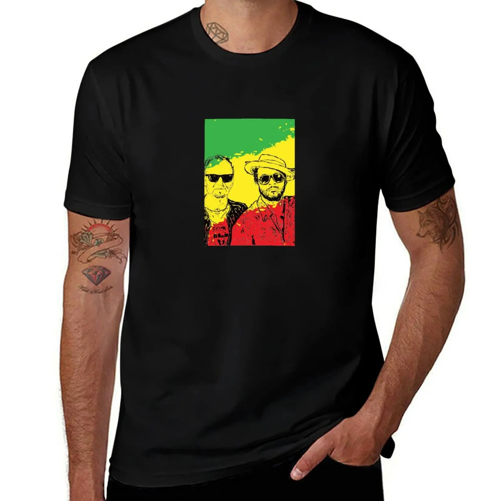 

Jamaican flag sting & shaggy T-Shirt anime t shirts oversize funny t shirts dark humor cotton t shirts man 100% T-Shirt