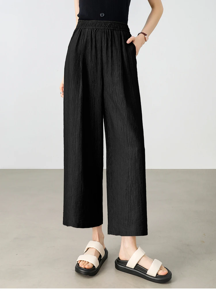 SENTUBILA Lyocell Straight-leg Trousers Woman Summer 2025 New Collection Pleated Eight-point Pants Clothing Female 152K57770