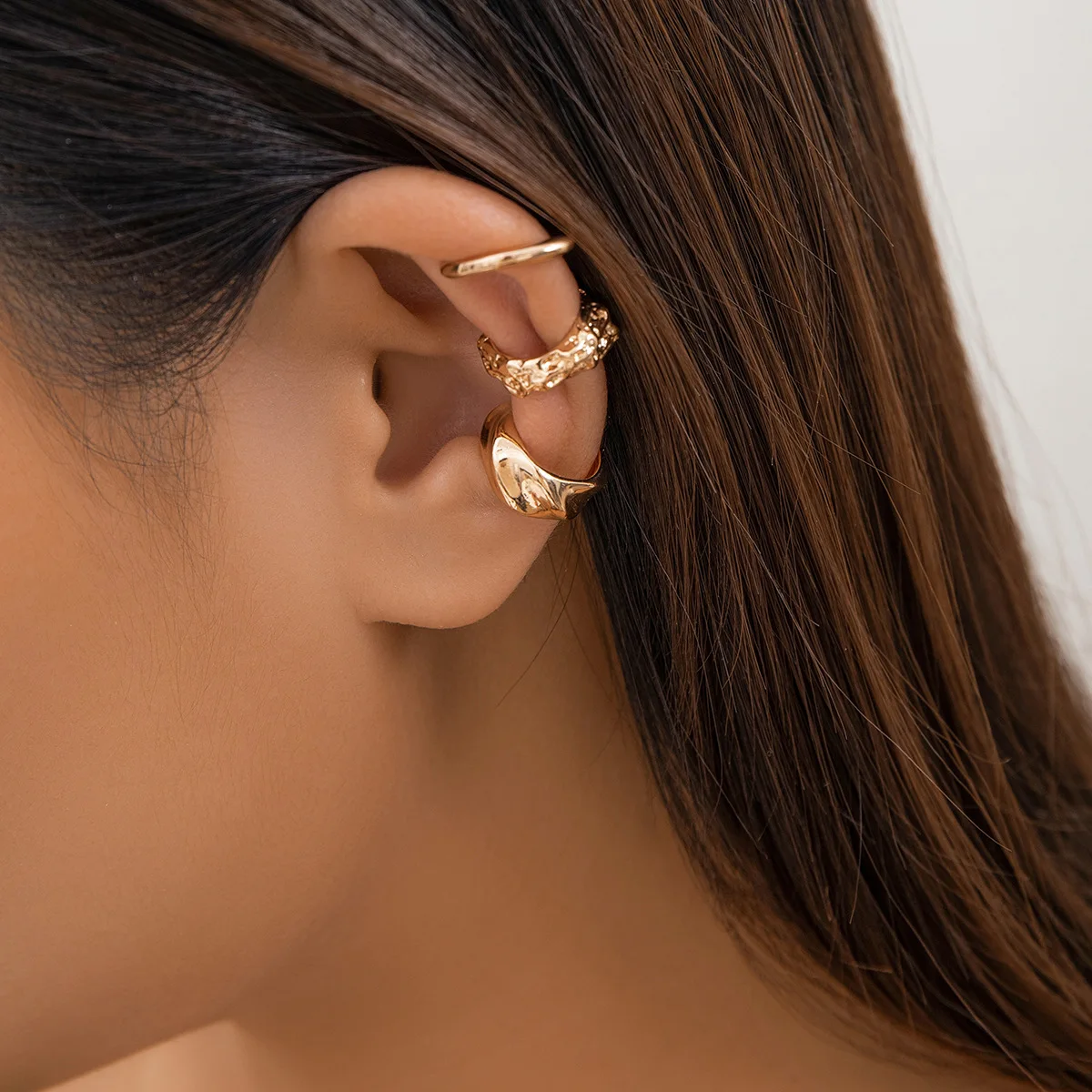 3pc Geometric Ear Cuff Earrings Set for Women, No Piercing