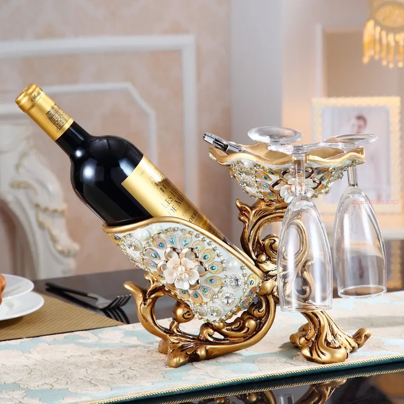 

European Style Red Wine Holder Living Room Wine Cabinet Decorations Resin Creative Household Glass Bottle Storage Rack Bar Tools