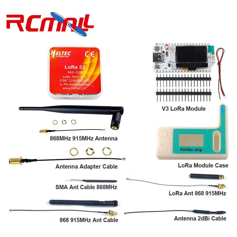 868MHz/915MHz LoRa Antenna Kit 5dBi SMA Male U.FL Cable Extension Transceiver Board Shell Box Case for Microcontroller Setup