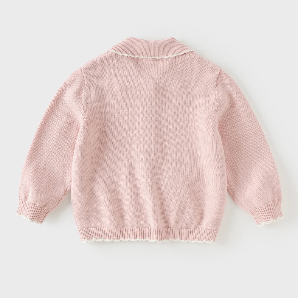 Dave Bella Children Sweater Cardigan Autumn Coats For Girls Clothes Spring Cotton Kids Sweater Elegant Fashion Pink DB3263143