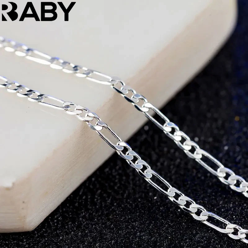 

URBABY 925 Sterling Silver 2mm Sideways Flat Chain 16/18/20/22/24/26/28/30 Inch Necklace For Women Man Wedding Fashion Jewelry