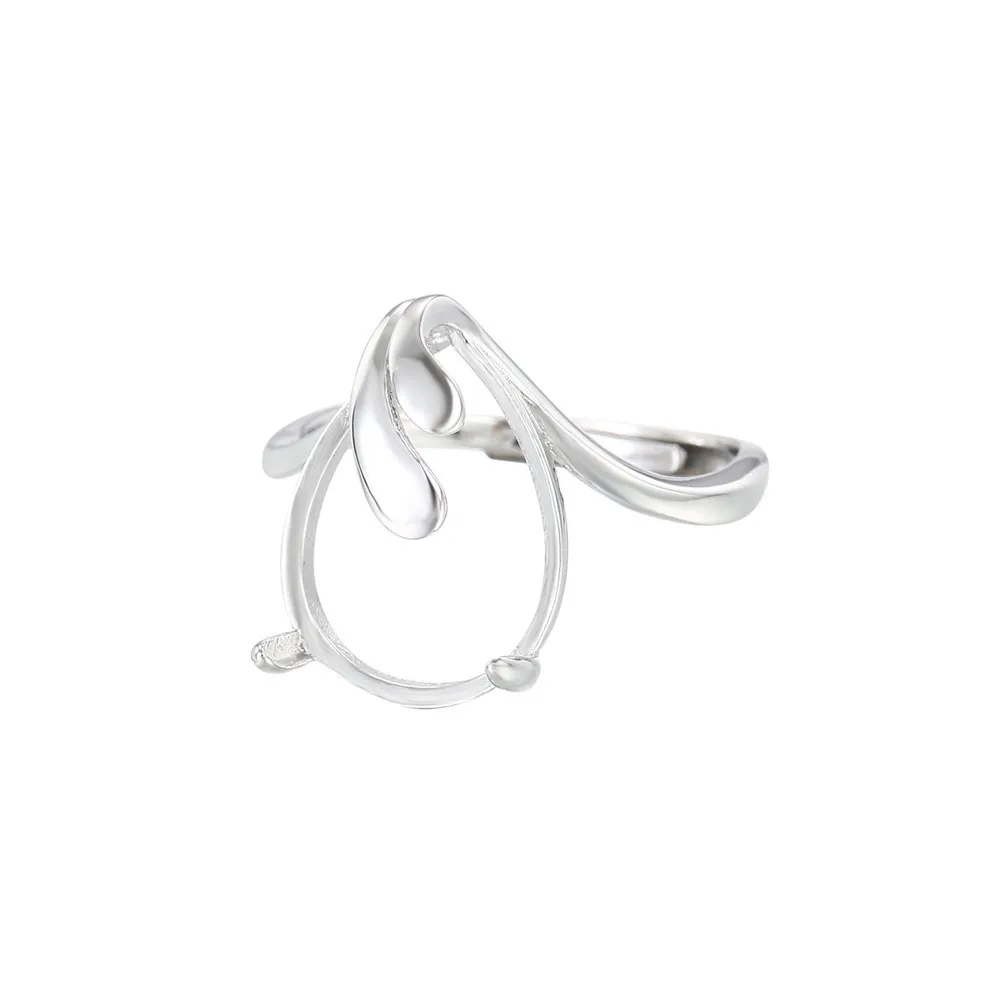 

Ring Setting for 11x13.5mm Teardrop Cabochons Ring Base White Gold Plated 925 Silver Adjustable Ring Blank