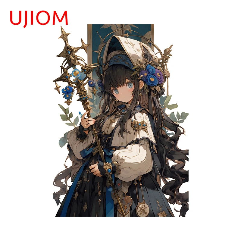 UJIOM 13cm X 9.2cm Cute Girl with The Scepter Wall Stickers Creactive Kids Room Wall Decal Amusing Personality Wallpapers