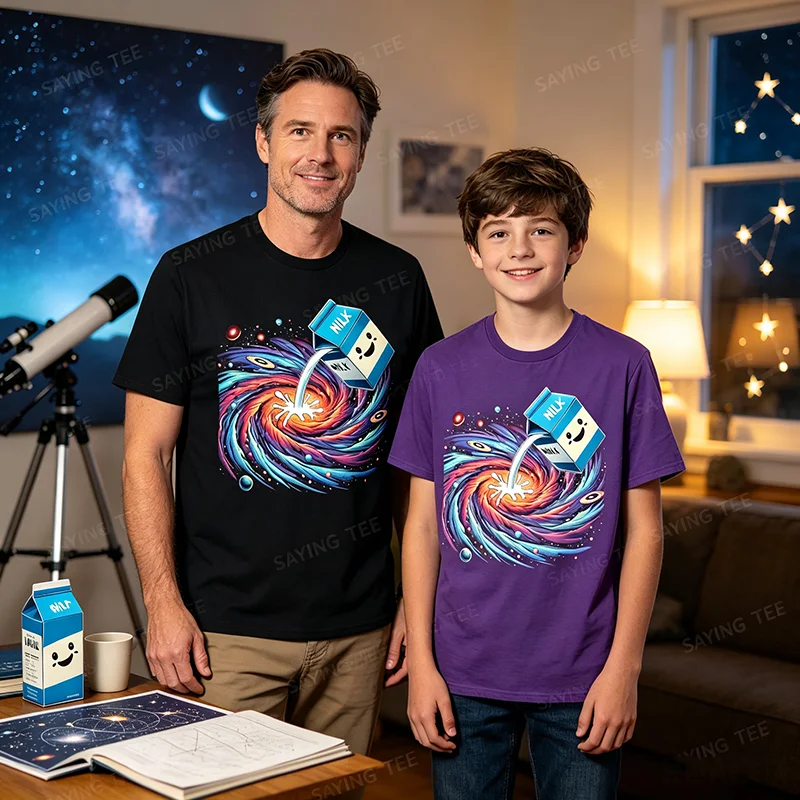 Lustiges Cartoon-Milchstraßen-T-Shirt mit kosmischem Galaxien-Motiv, Y2k-Kunstwerk, Grafik-Bekleidung für Weltraum- und Wissenschaftsliebhaber, modisches künstlerisches T-Shirt für Jungen – Detail 4
