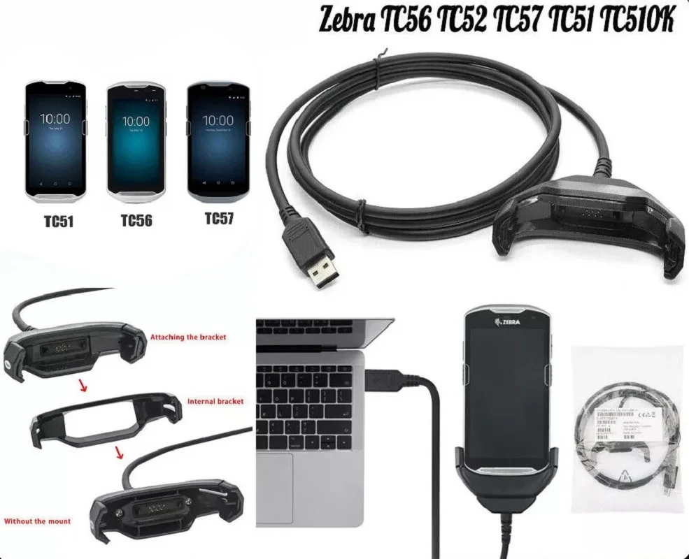 USB Data Transfer Charger Cable for Zebra TC51 TC52 TC56 TC57 TC510 TC510K TC52X，TC57HO TC510K-1PAZU2P-A6/CBL-TC51-USB1-01