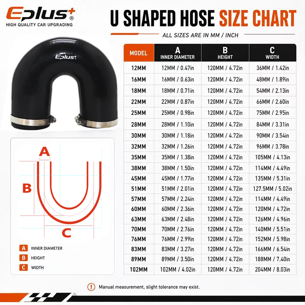 EPLUS Black 180° U-Shaped Silicone Hose 4-Ply Reinforced Universal Air Intake Turbo Intercooler Pipe Coupler - view 2