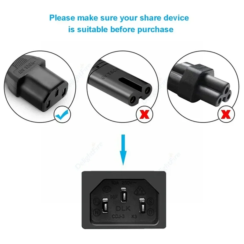 EU Plug AC Power Supply Cable Cord IEC 320 C13 Type E AC Power Adapter Cord For PC Computer Monitor HDTV Samsung TV Printer