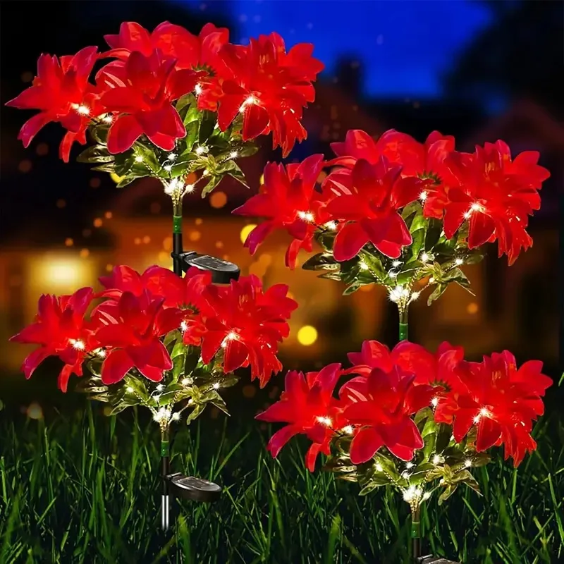 Simulated Flower Solar Light Magenta Landscape Decoration Balcony Garden Lighting LED Outdoor Courtyard Party Decoration Light