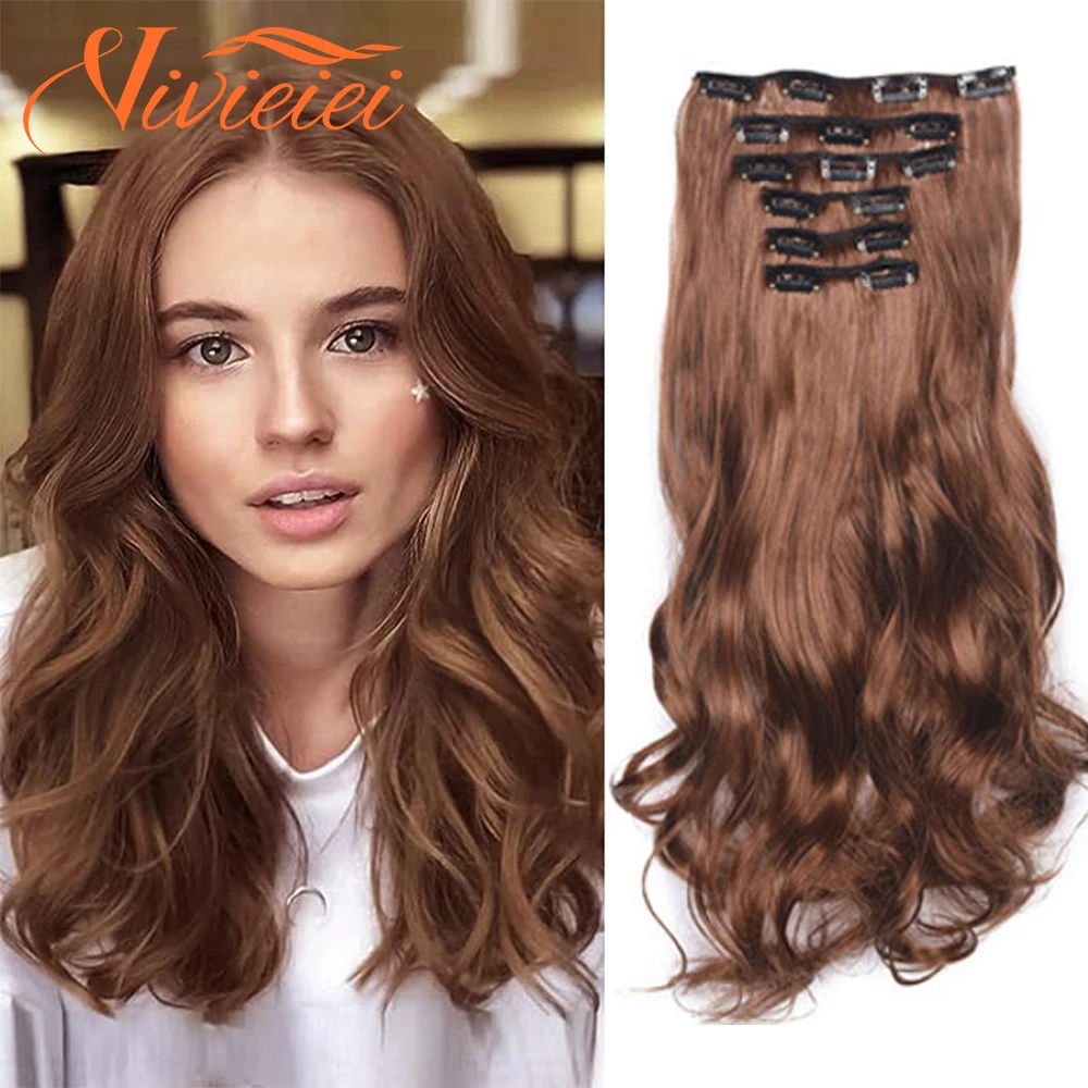 Synthetic Long Wavy 16 Cilps Hairpieces Heat-resistant High-temperature Fiber is Suitable For Women\'s Hair Extensions