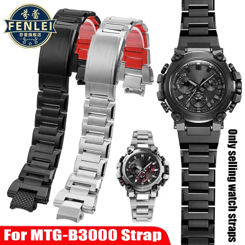 

For Casio G-SHOCK Black Warrior MTG-B3000 Red Bracelet modified solid stainless steel Watch strap men metal interface Watchband