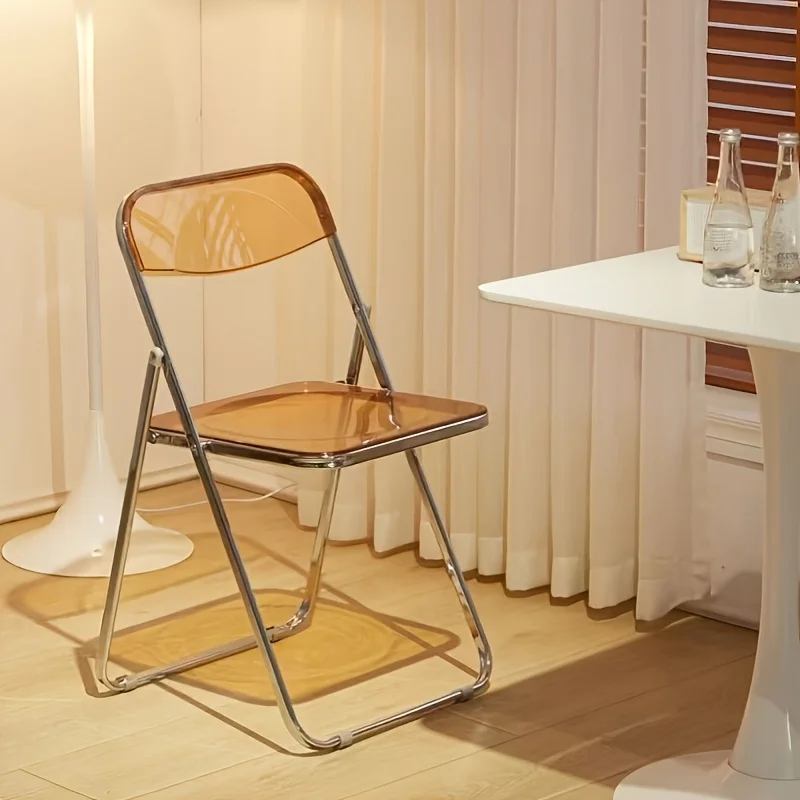 Transparent Folding Chair, No Cushion Design, Modern Minimalist Living Room Chair, Space-Saving Stool for Restaurant - view 5