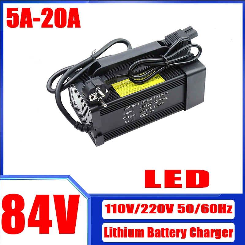 67.2V 84V 5a 8a 10a 12a 15a 20a LED lithium-ion charger 20s 72V electric vehicle battery fast charging with fan aluminum case