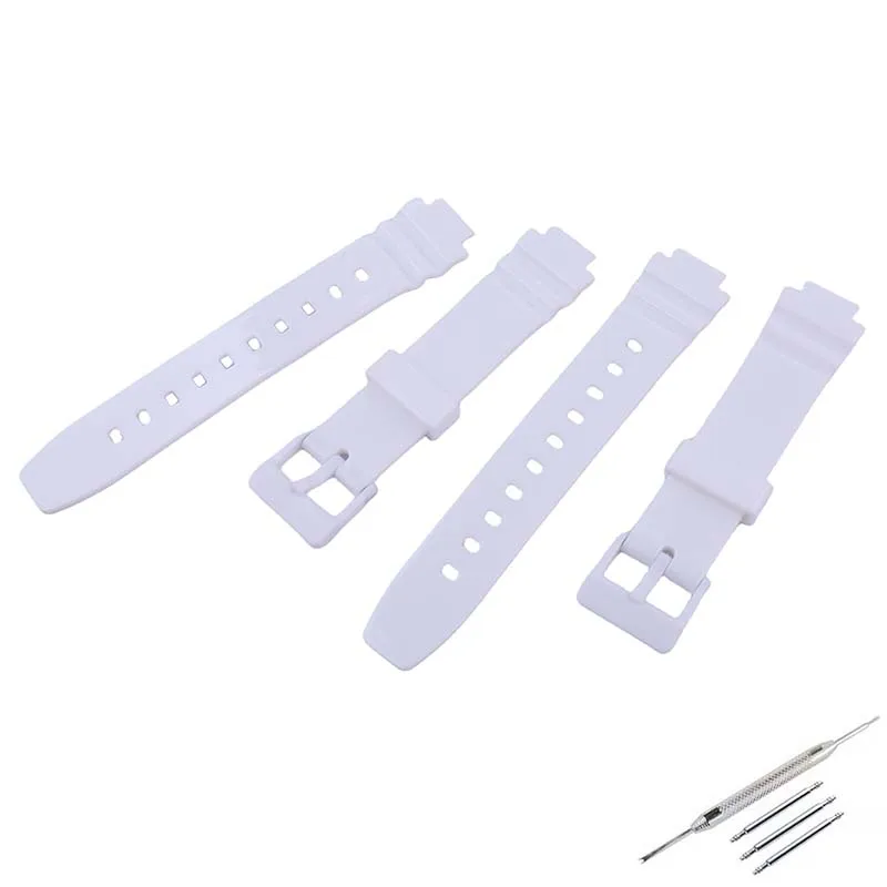 Resin watch band compatible for casio Sports electronic Watch LRW-250 women's white rubber strap belt buckle accessories