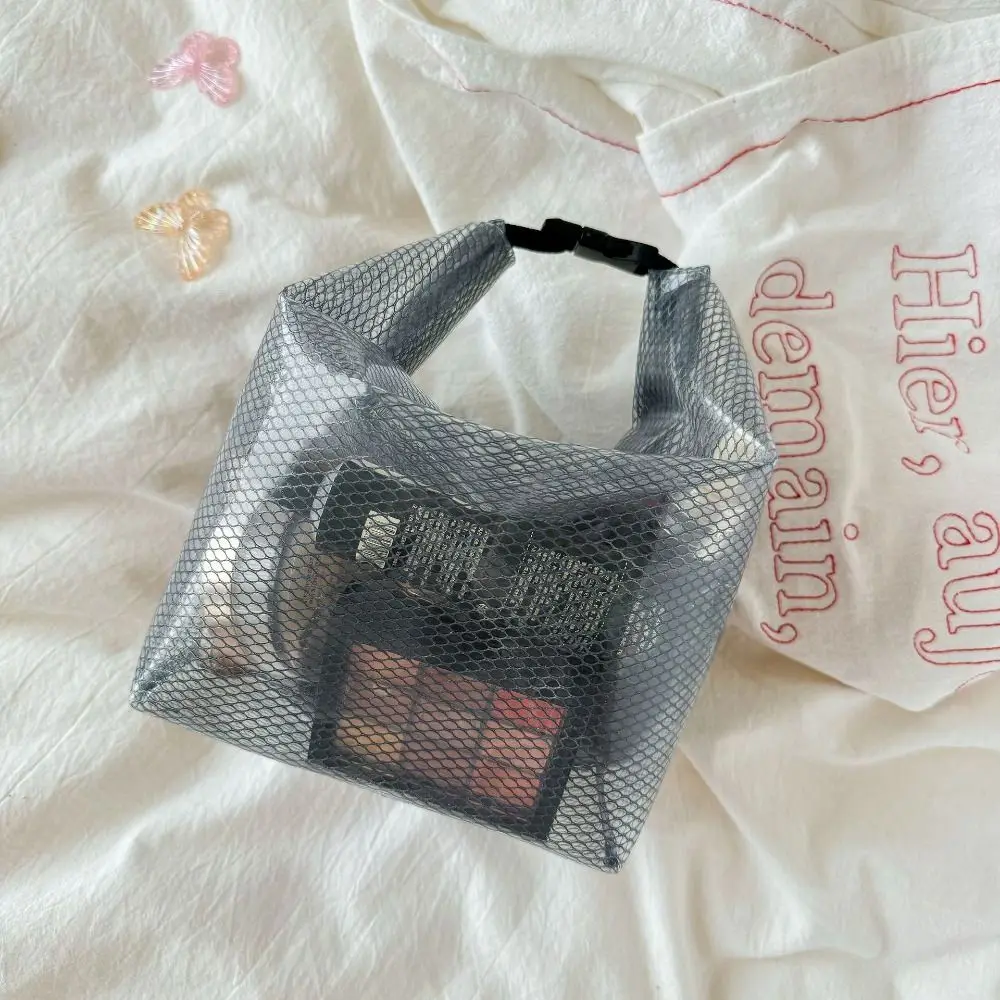 Bolsa de mano transparente grande, portátil, impermeable, con asa, bolsa de maquillaje de moda, ligera, fácil de limpiar, bolsa de almacenamiento de cosméticos, artículos de tocador