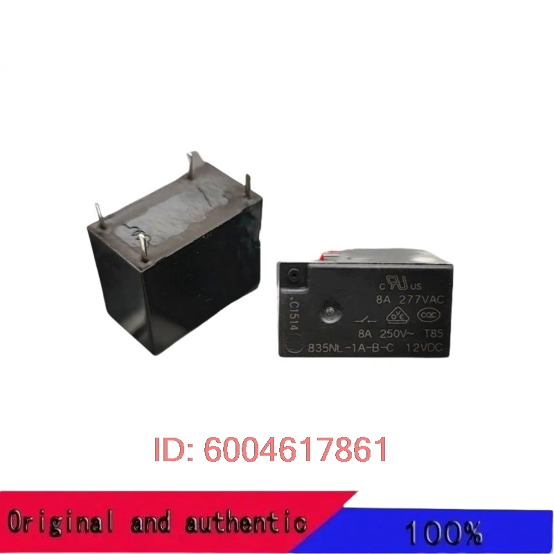 100% original novo 5 peças/835NL-1A-B-C-12VDC relé 8a 4 pinos