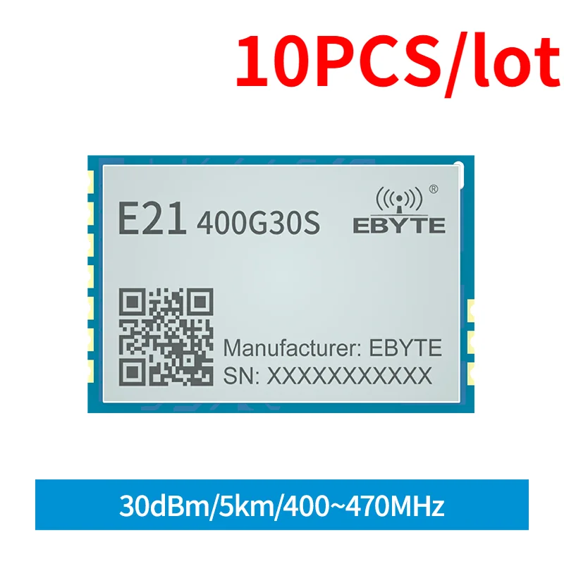 

10pcs/ Lot 400~470MHz Built-in LNA Module E21-400G30S SMD Package 30dBm 5km Long-distance Stamp Hole Antenna Standby Current 3uA