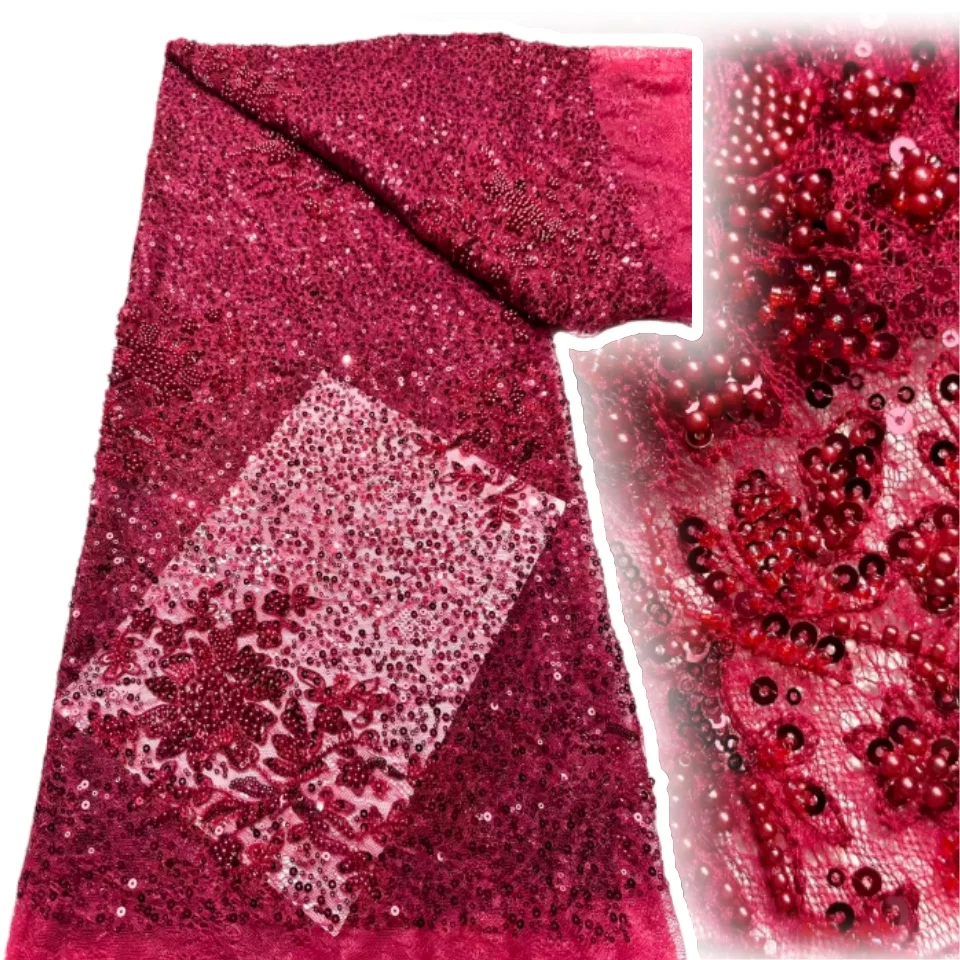 

Африканский Тюль шантиль, кружевная ткань, французская роскошная сетчатая кружевная ткань с блестками и бусинами, нигерийская женская вечерняя одежда, платье AH1584