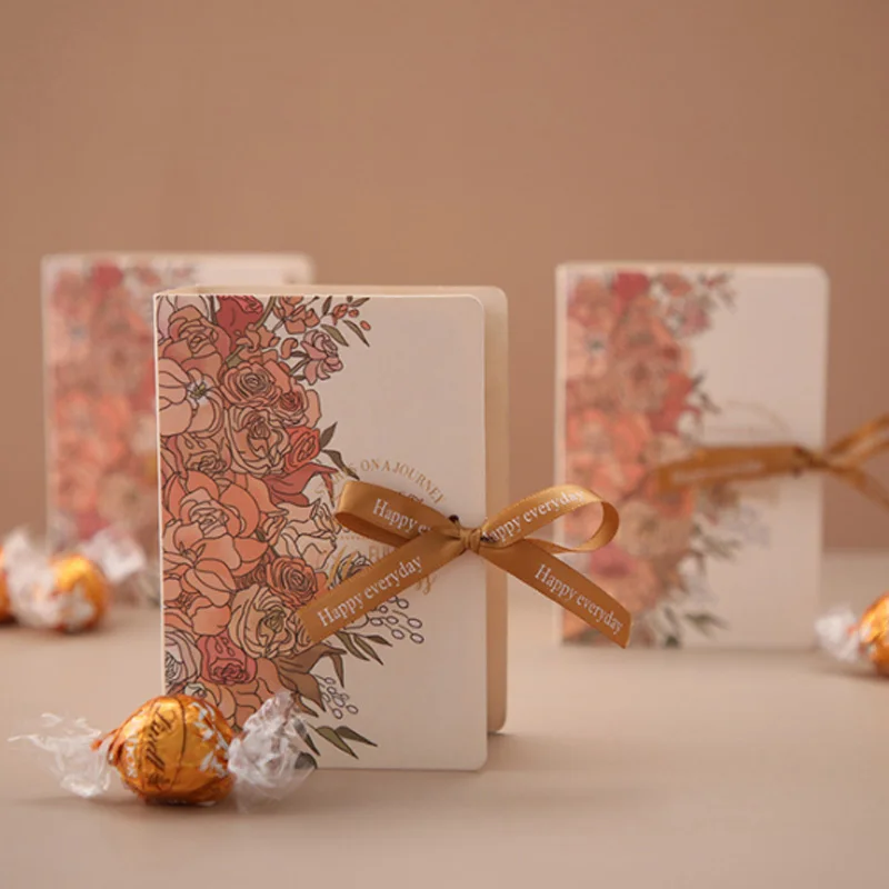 DIY 꽃 책 모양 리본 사탕 상자 선물 포장, 웨딩 발렌타인 데이 파티 절묘한 기념품 장식, 창의적인 5 개 