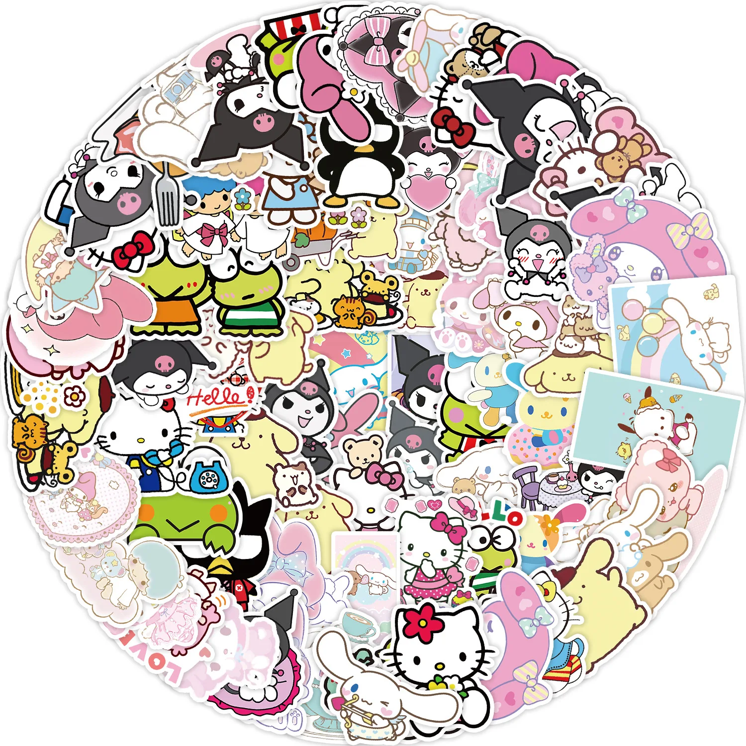 Pegatinas de Hello Kitty Sanrio para niños, calcomanías adhesivas de dibujos animados, regalo para niña, cuaderno, álbum de recortes, papelería,