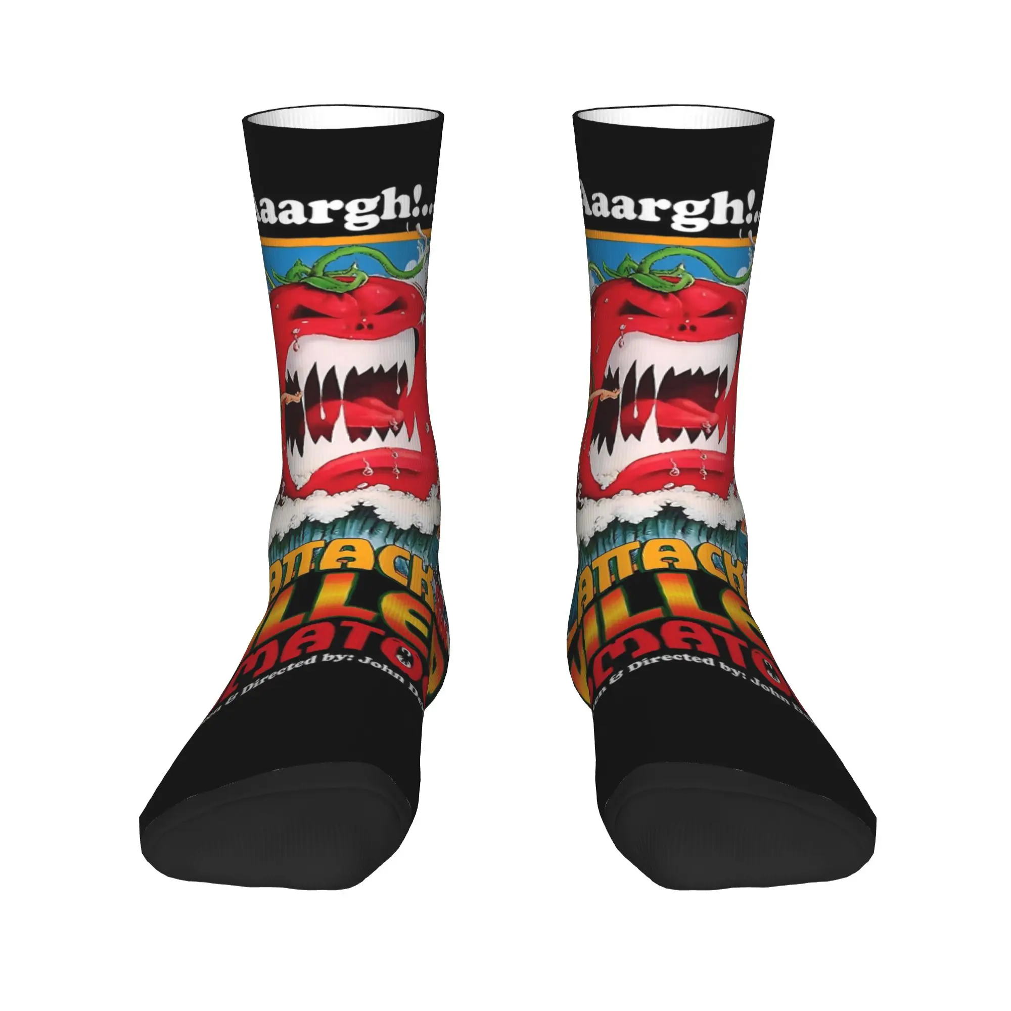 1 Pair Hip Hop Retro Halloween  Essential Crazy Men's Socks Attack of the Killer Tomatoes Printed Funny Novelty Happy Sock