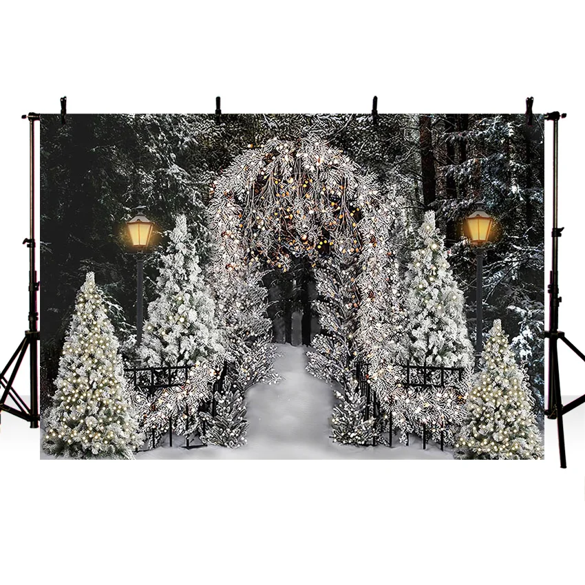 Mehofond Christmas Forest Photo Backdrop Snowy Pine Trees Glitter Child Birthday Background Landscape Party Photography Props