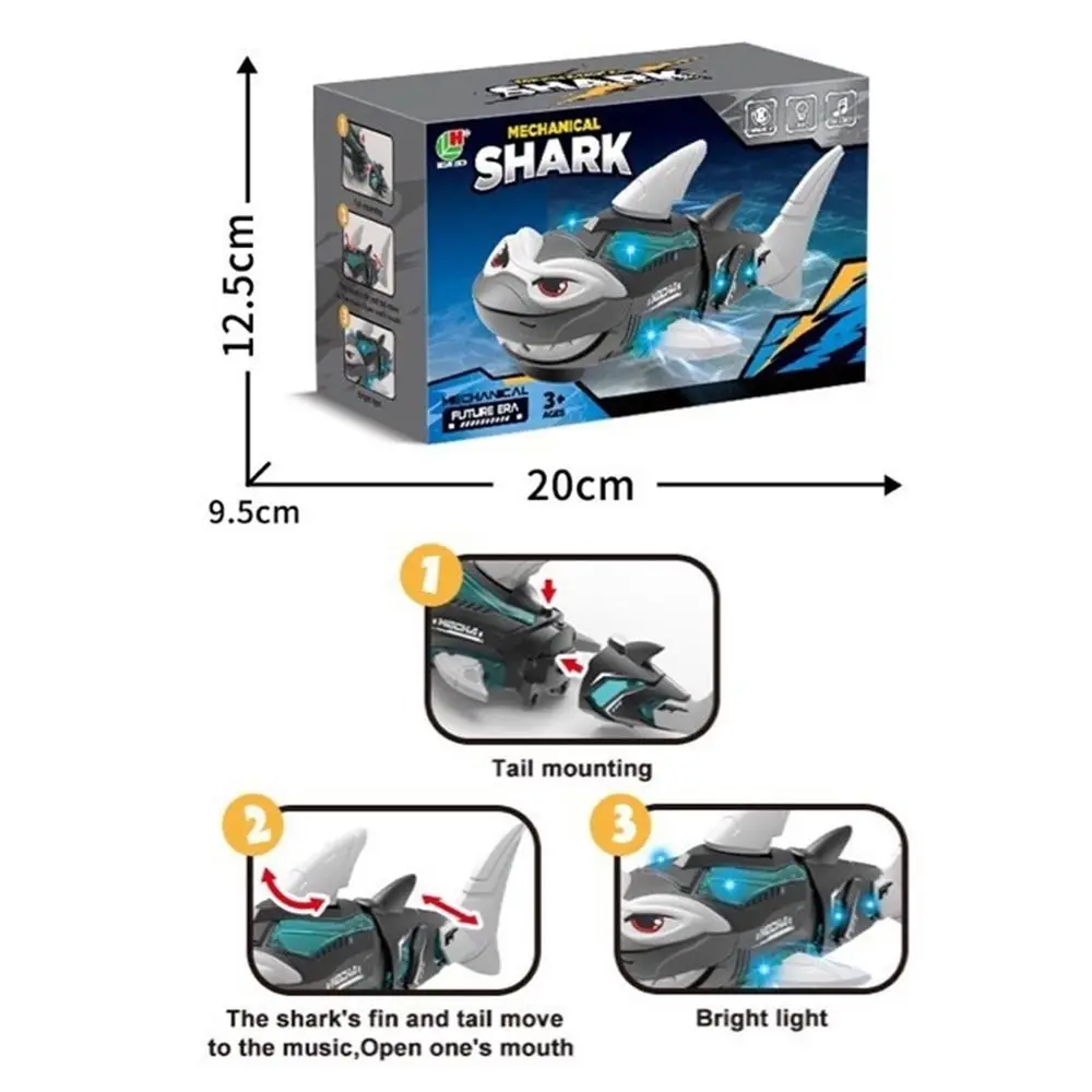 Movable Swinging Electric Shark Drop Resistant Shock Resistant With Music and Lighting Interactive Cognitive Birthday Gifts