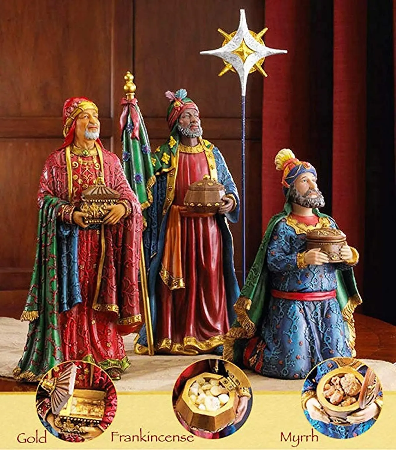 Three Kings Gifts Real Life Christmas Nativity Set Holy Family Nativity Figures Statue Nativity Scene Ornaments Home Decoration