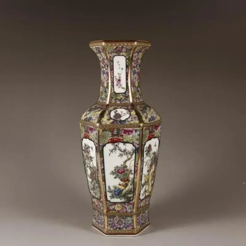 document-emaille-de-la-dynastie-qing-chinoise-vieille-bouteille-classique-ornements-en-ceramique-cadre-bogu-pour-la-maison-artisanat-en-porcelaine-antique-fleur-et-oiseau