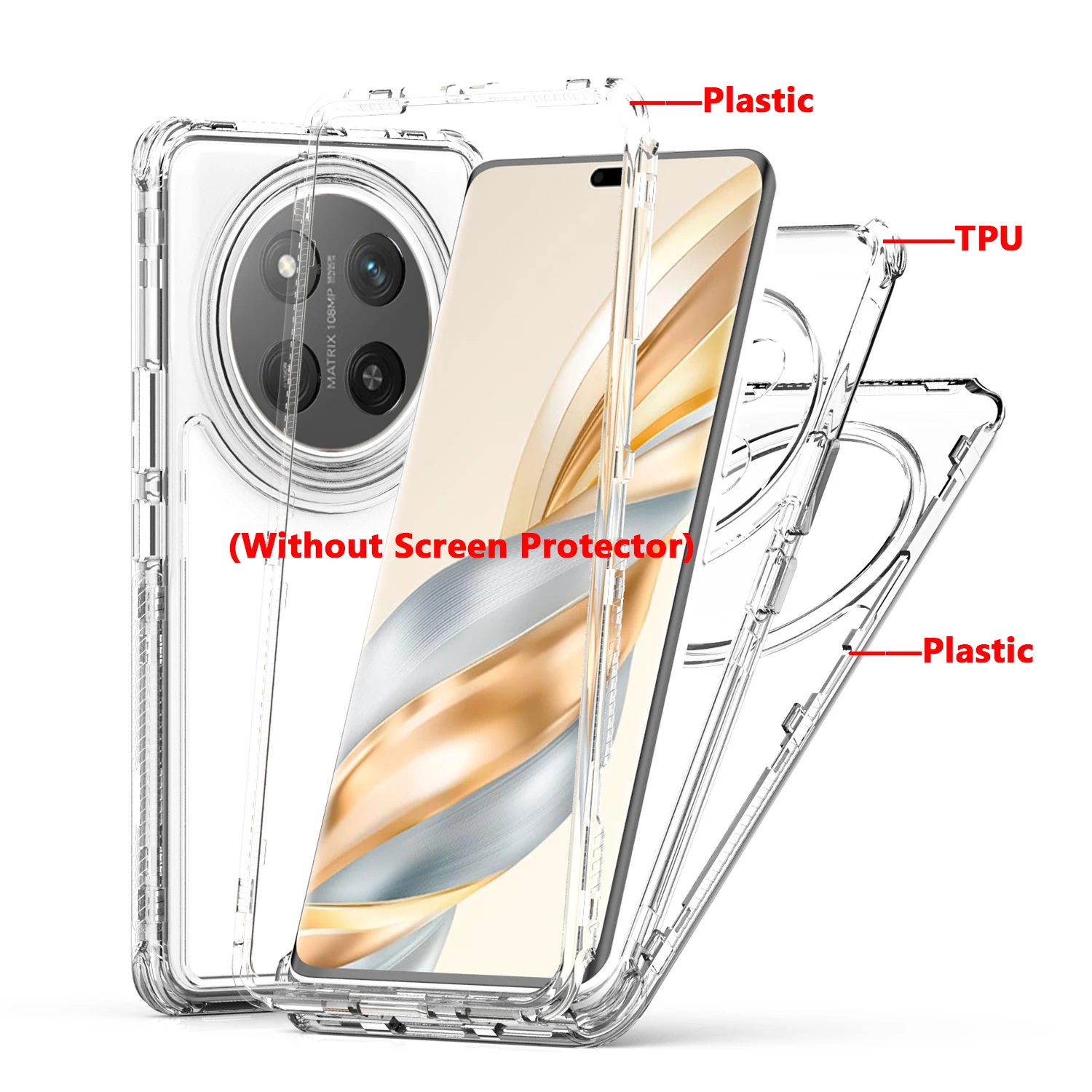 3 in 1 Hybrid Armor Shockproof Case For Honor X9C X60 Pro TPU Frame Transparent Acrylic Plastic Phone Protective Cover Fundas