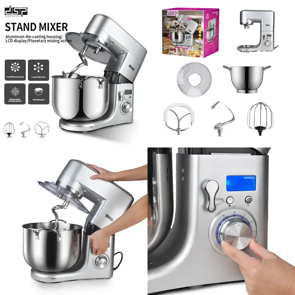 DSP Dansong 10L Automatic Multi Function Kitchen Stand Mixer for Beating Eggs Kneading Dough and Food Processing
