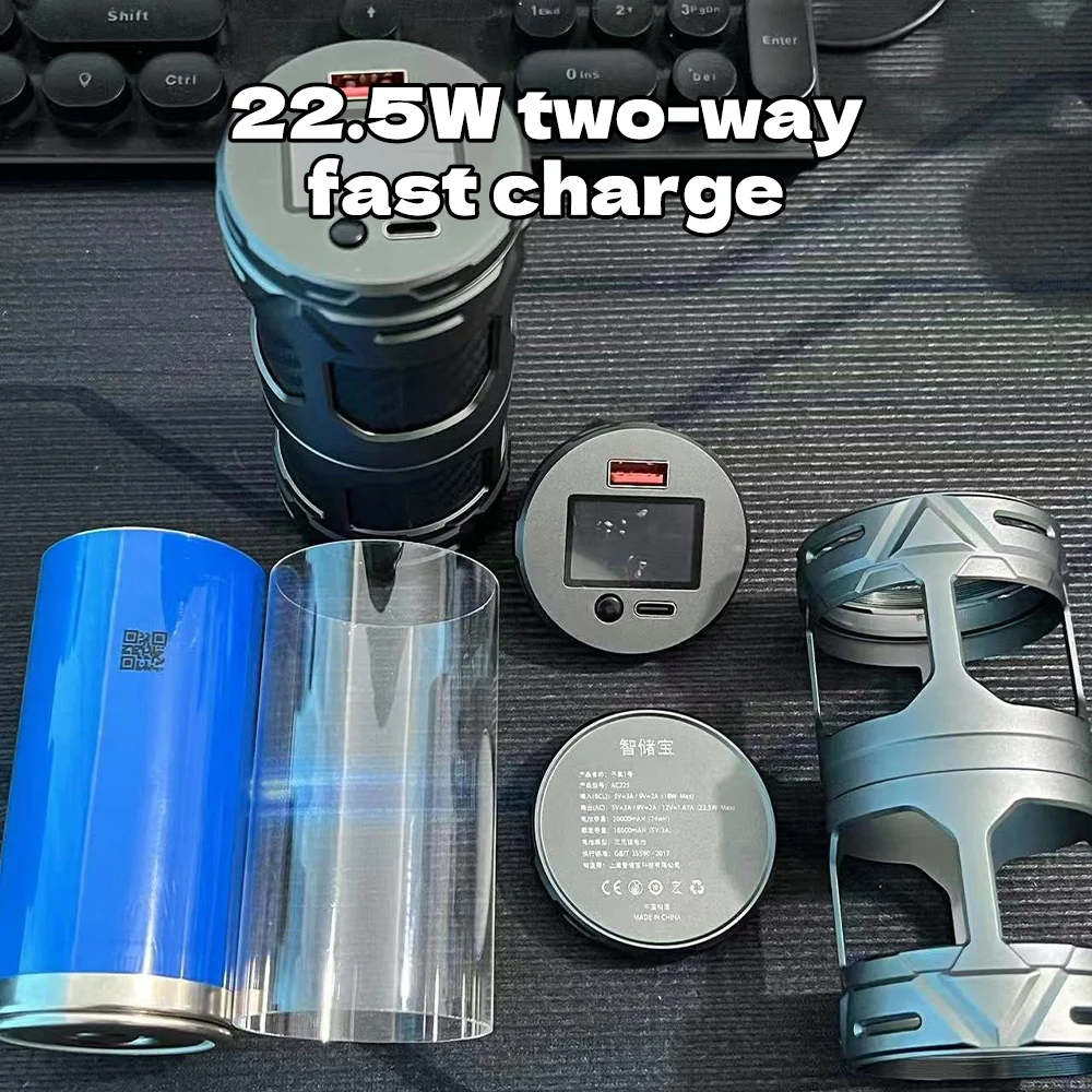 46950 22.5W DIY Color Screen Power Bank Kit Aluminium Shell 32000mah Punk PD2.0 AFC PD3.0 SCP FCP Sfcp PE2.0 Phone Fast Charging