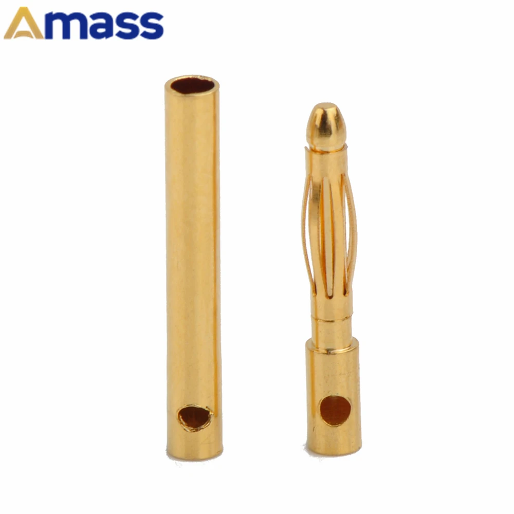 50 Pairs AMASS 2.0mm Gold Plated Male and Female Bullet Banana Connectors Plugs for DIY RC Battery ESC Motor