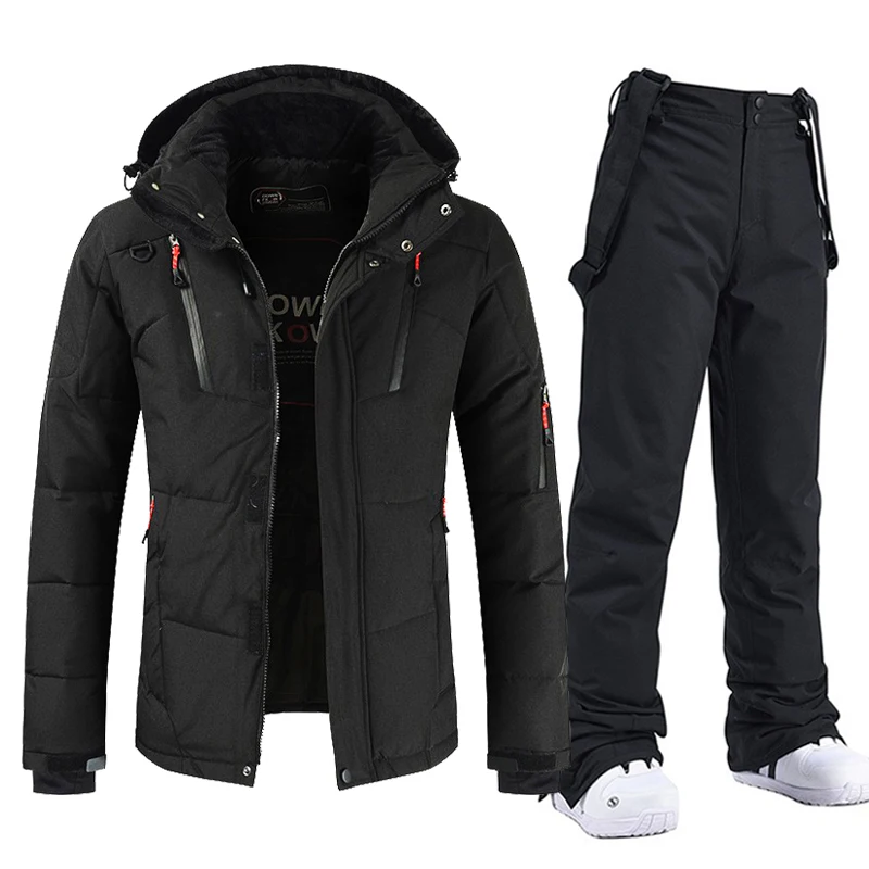 

Men's Mountain Ski Down Jacket Pants Windproof Snow Costume Outdoor Sports Snowboard Clothing Winter Warm Ski Suit Male Overalls