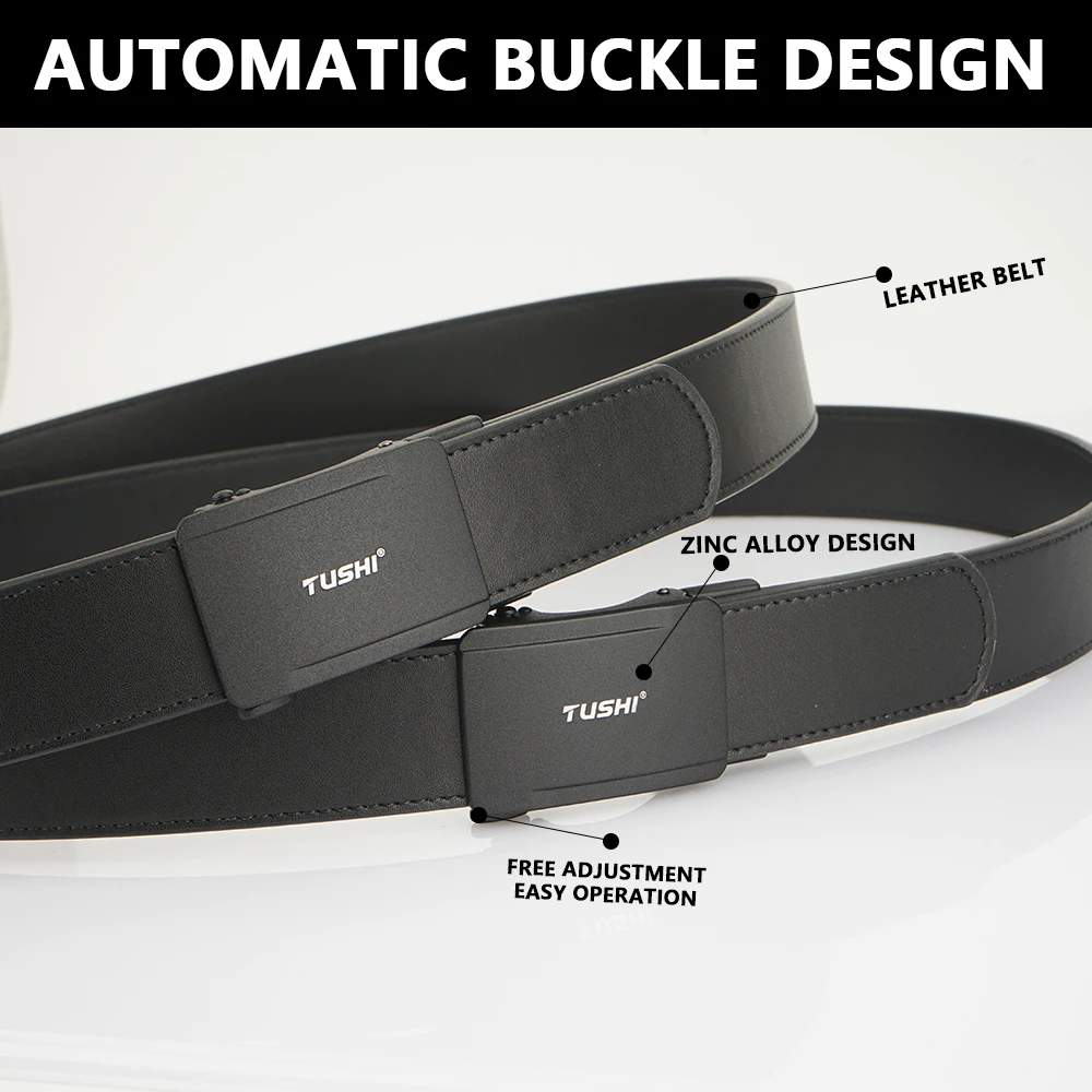 TUSHI Official Authentic Tactical Belt for Men Leather Belt Alloy Automatic Buckle Jeans Belt Trouser Military Belt Fashion Belt