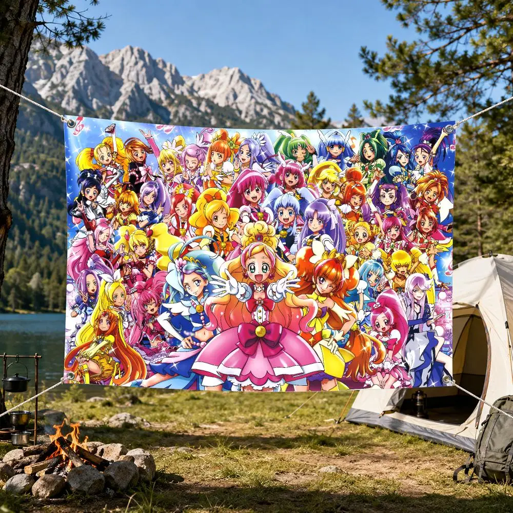Pretty Cure Flags Aesthetic Wall Tapestry Printed Wall Hanging Living Room Party Outdoor Decor