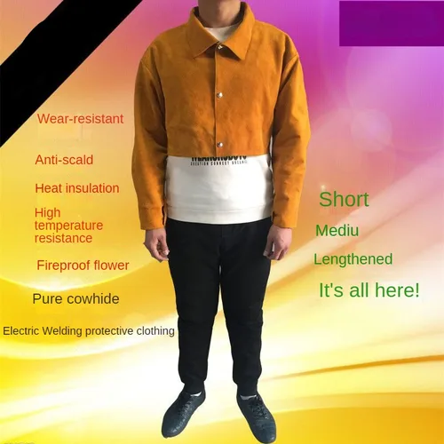 용접 슈트 원피스 슬리브 프로텍터 용접기, 소가죽 노동 보호, 난연성 내열성 보호 탑 