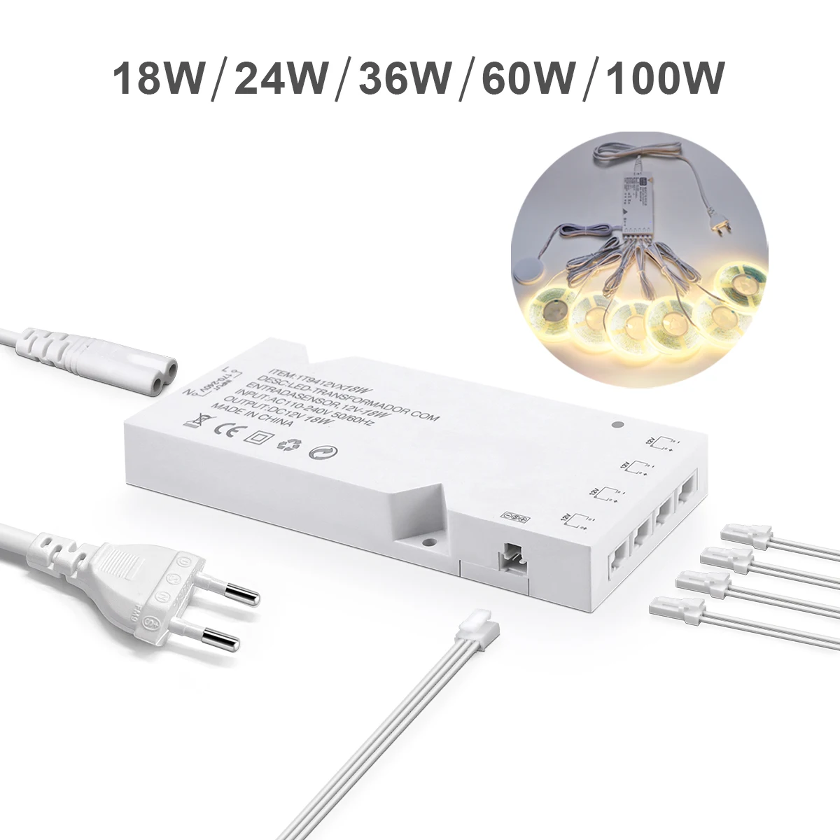 Pod lampa wystawowa LED Strip Light Driver Adapter do zasilacza do kuchni regał szafa Dupont Port listwa świetlna Led