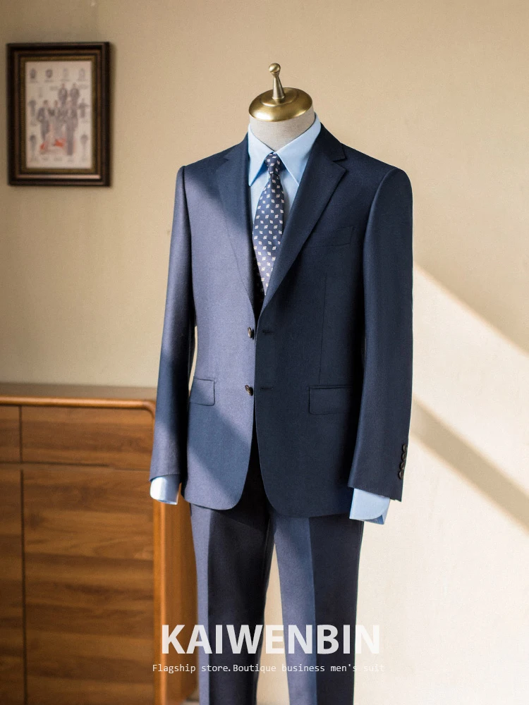 Thick Men's Suit  Winter Wool Cashmere Silk Blended Half canvas 2 Pcs Jacket Pants Formal Business Custom Made