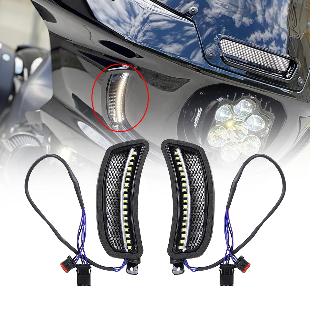 Atubeix AX-HT27, ABS Plastic, Front LED Turn Signal Lights, White DRL / Amber Turn Light