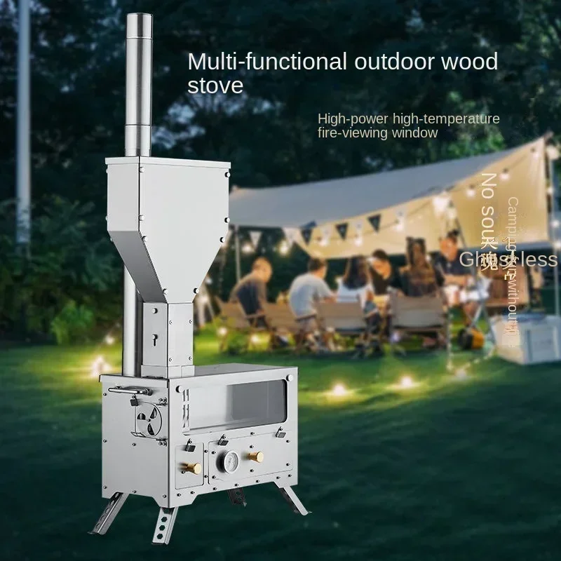 Camping stove Outdoor pellet stove integrated multi-functional wood stove Smokeless portable energy-saving wood stove