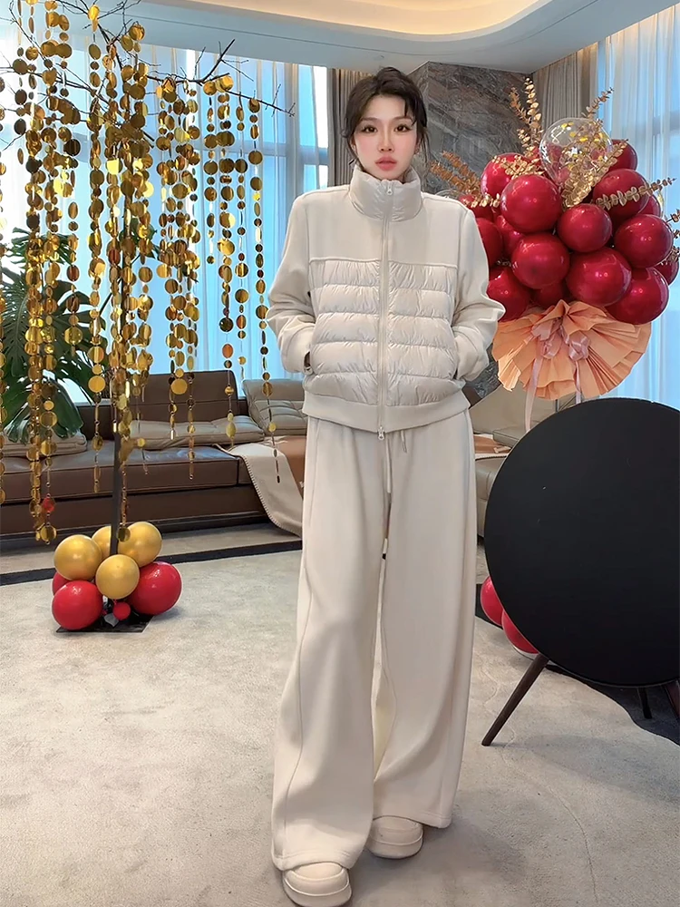 

Fce Lined Casual Women's down Jaet Set Warm Siberian 95 White Goose down Coat MEHOMEYANG Brand Loose Fit Long Sve