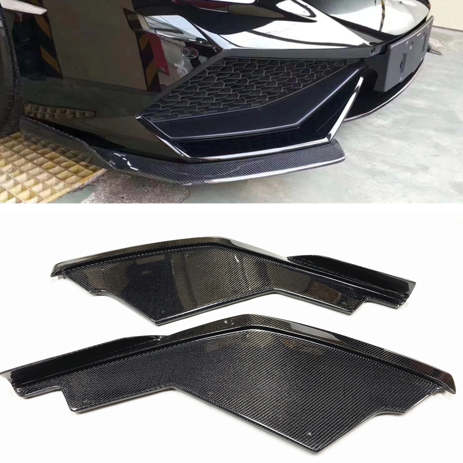 For Lamborghini Huracan lp600 lp610 2014-2017 Front Bumper Side Splitter Trim  Car Lower Spoiler Plate Corner Cover