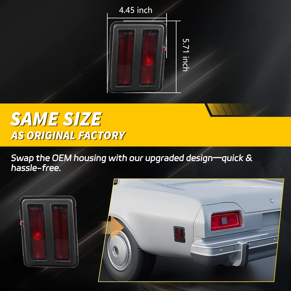 2 Piezas para Chevrolet El Camino/Malibu GMC Sprint 1973-1977, Luz de Posición Lateral Delantera/Trasera, Reflector, Cubierta de Luz de Guardabarros con Biseles