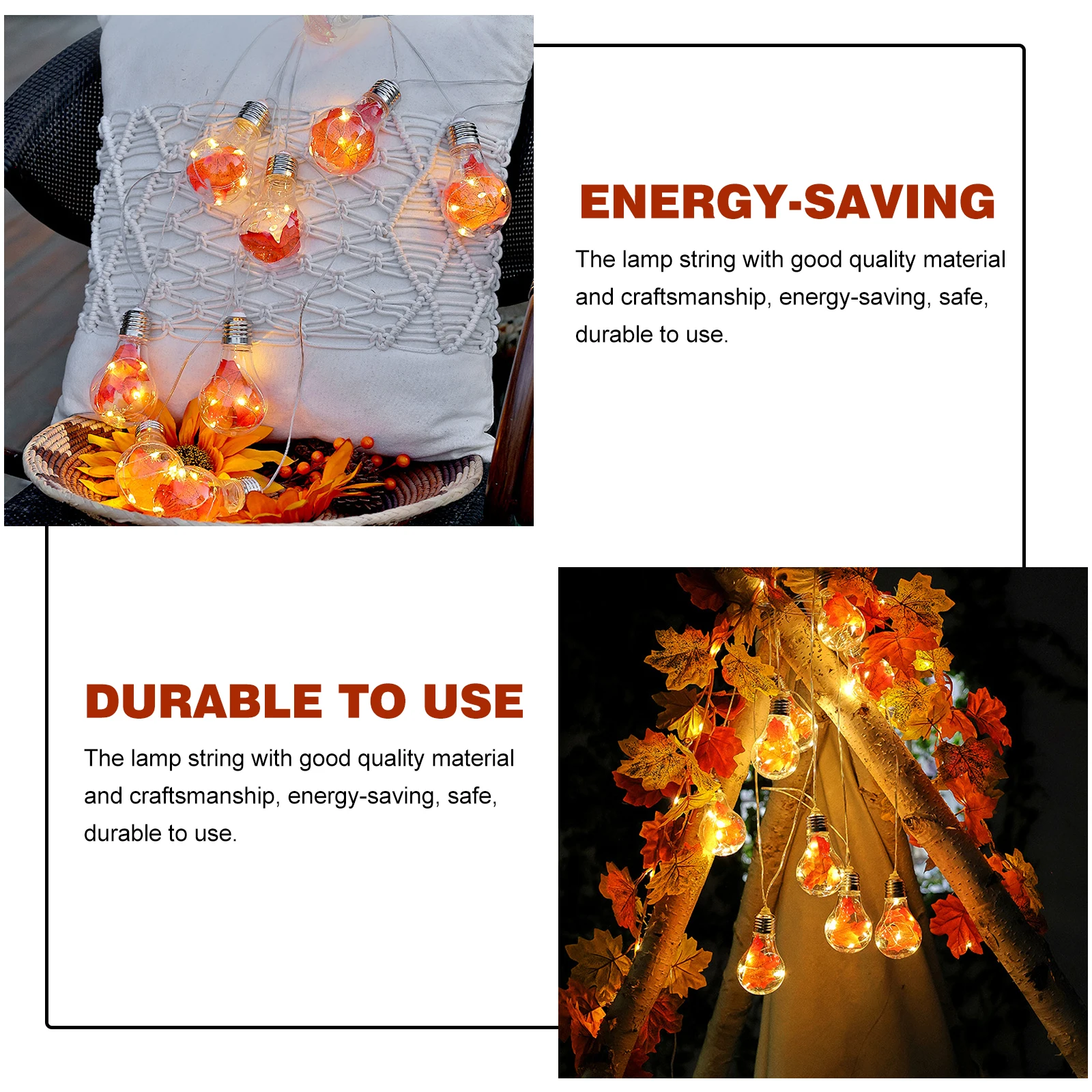 

1 set Led Halloween Maple Leaf Lamp String Decorative Festival Lightbulb Props Energy Saving Warm Light For Party Thanksgiving